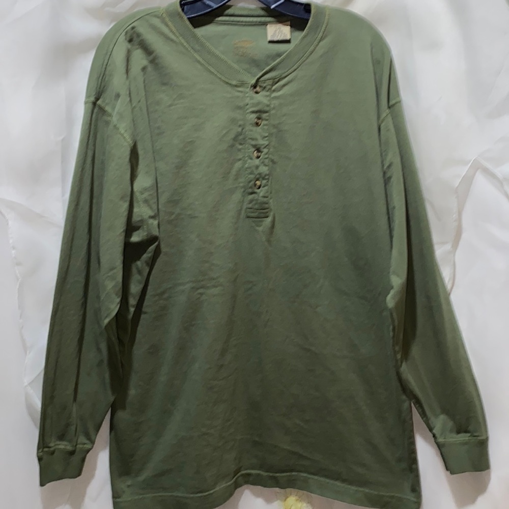 MEN EAST ISLAND GREEN HENLEY LONG SLEEVE TEE SZ L